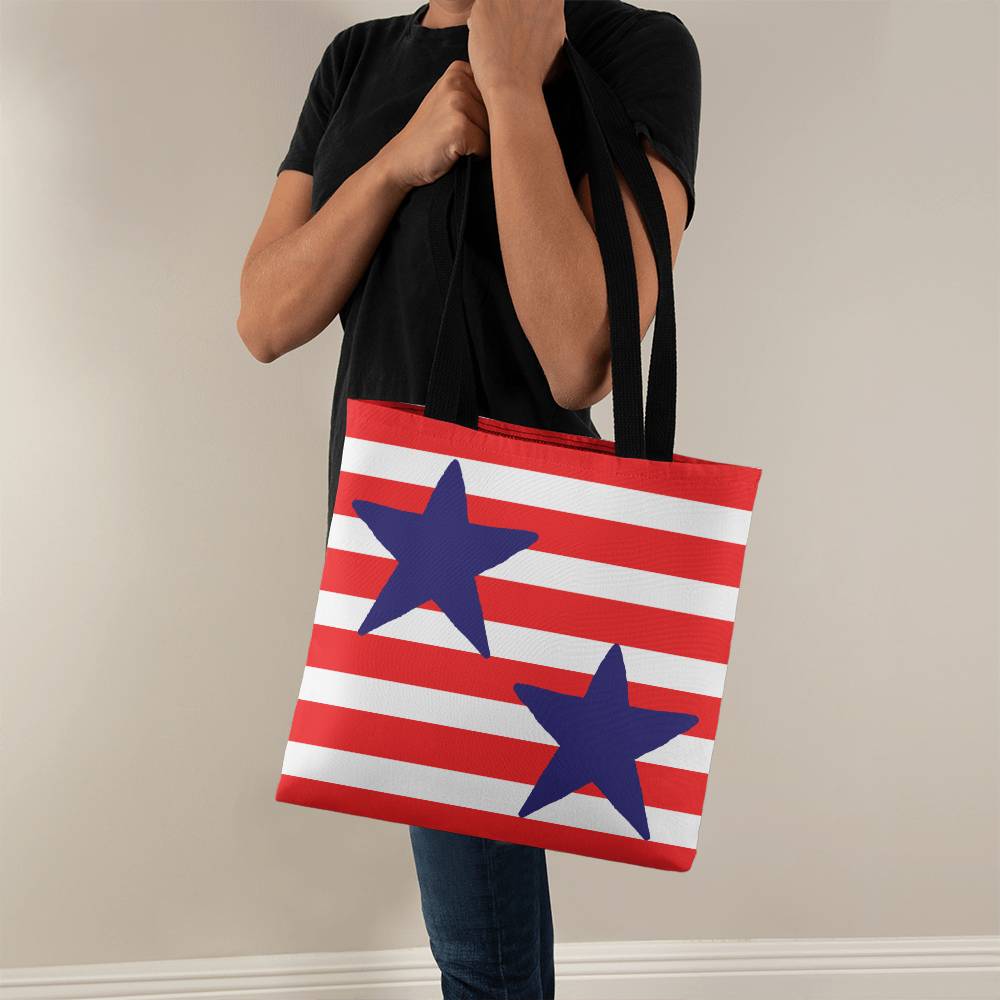 Blue Stars and Red Stripes Canvas Tote