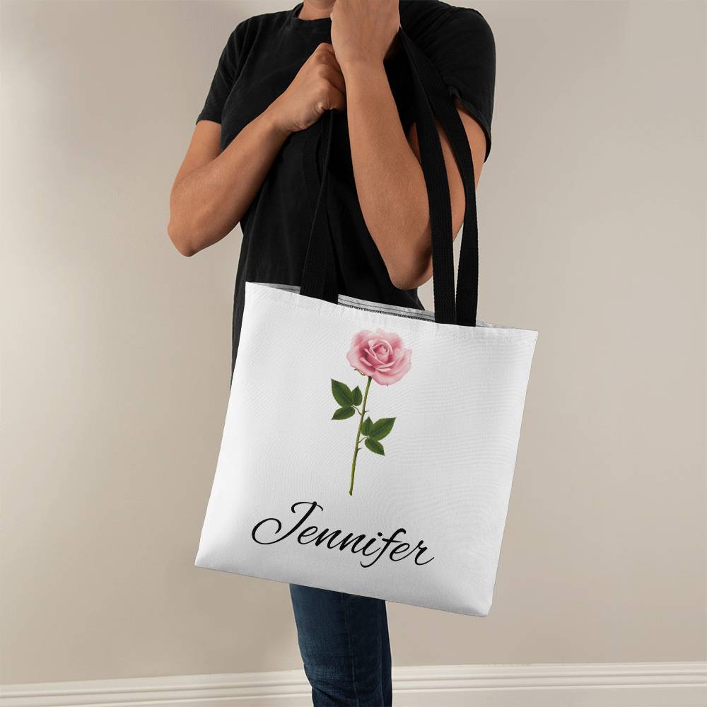 Personalized Birth Month Flower Classic Canvas Tote Bag with Matching Makeup Bag