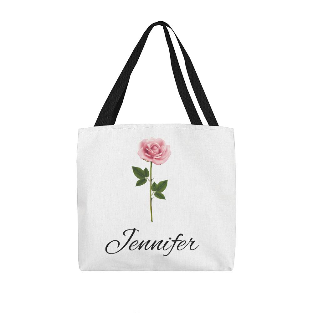 Personalized Birth Month Flower Classic Canvas Tote Bag with Matching Makeup Bag