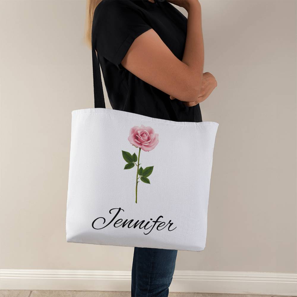 Personalized Birth Month Flower Classic Canvas Tote Bag with Matching Makeup Bag