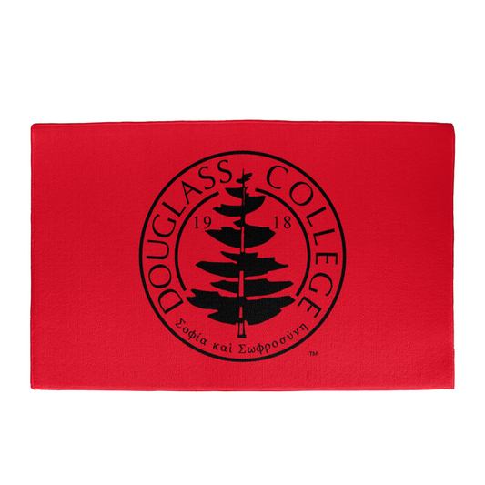 Douglass College Seal Logo Red Holiday Welcome Mat