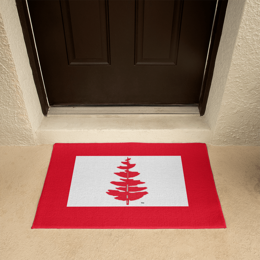 Douglass College Red Pine Tree - Red Holiday Welcome Mat