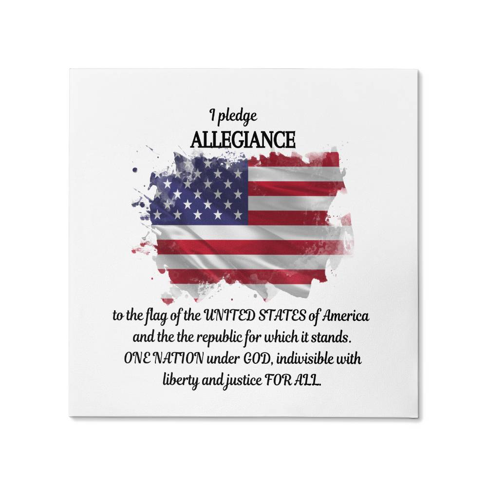 I Pledge Allegiance-American Flag - Gallery Wrapped Canvas Wall Art, Memorial Day, Independance Day, 4th of July, Housewarming Gift