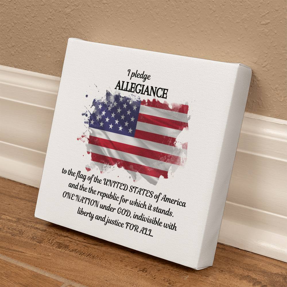 I Pledge Allegiance-American Flag - Gallery Wrapped Canvas Wall Art, Memorial Day, Independance Day, 4th of July, Housewarming Gift