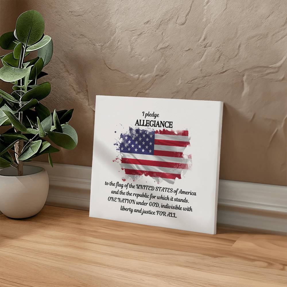 I Pledge Allegiance-American Flag - Gallery Wrapped Canvas Wall Art, Memorial Day, Independance Day, 4th of July, Housewarming Gift