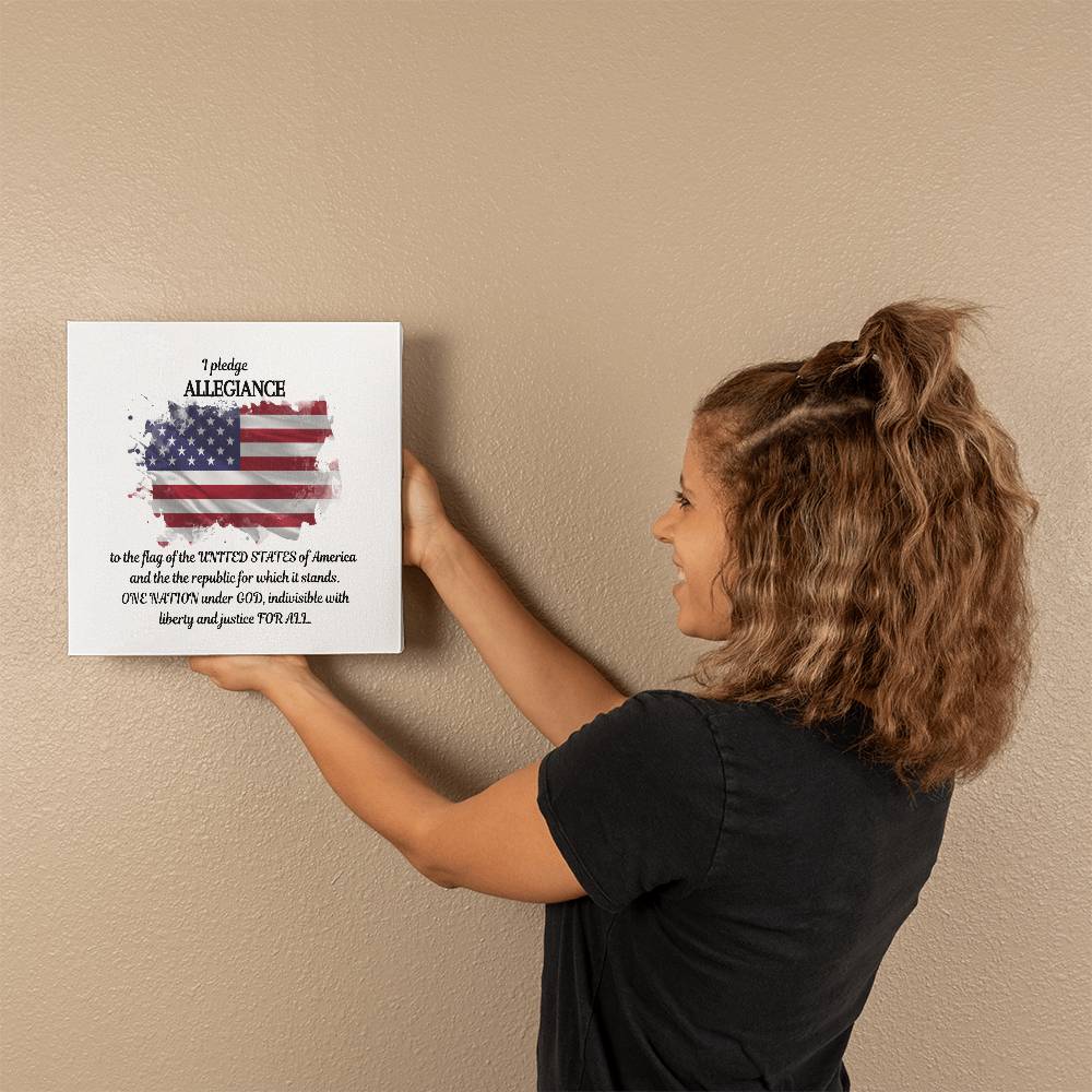 I Pledge Allegiance-American Flag - Gallery Wrapped Canvas Wall Art, Memorial Day, Independance Day, 4th of July, Housewarming Gift