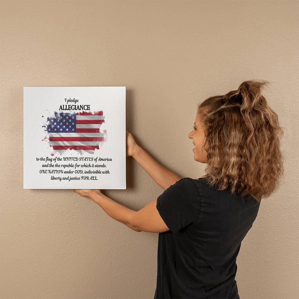 I Pledge Allegiance-American Flag - Gallery Wrapped Canvas Wall Art, Memorial Day, Independance Day, 4th of July, Housewarming Gift