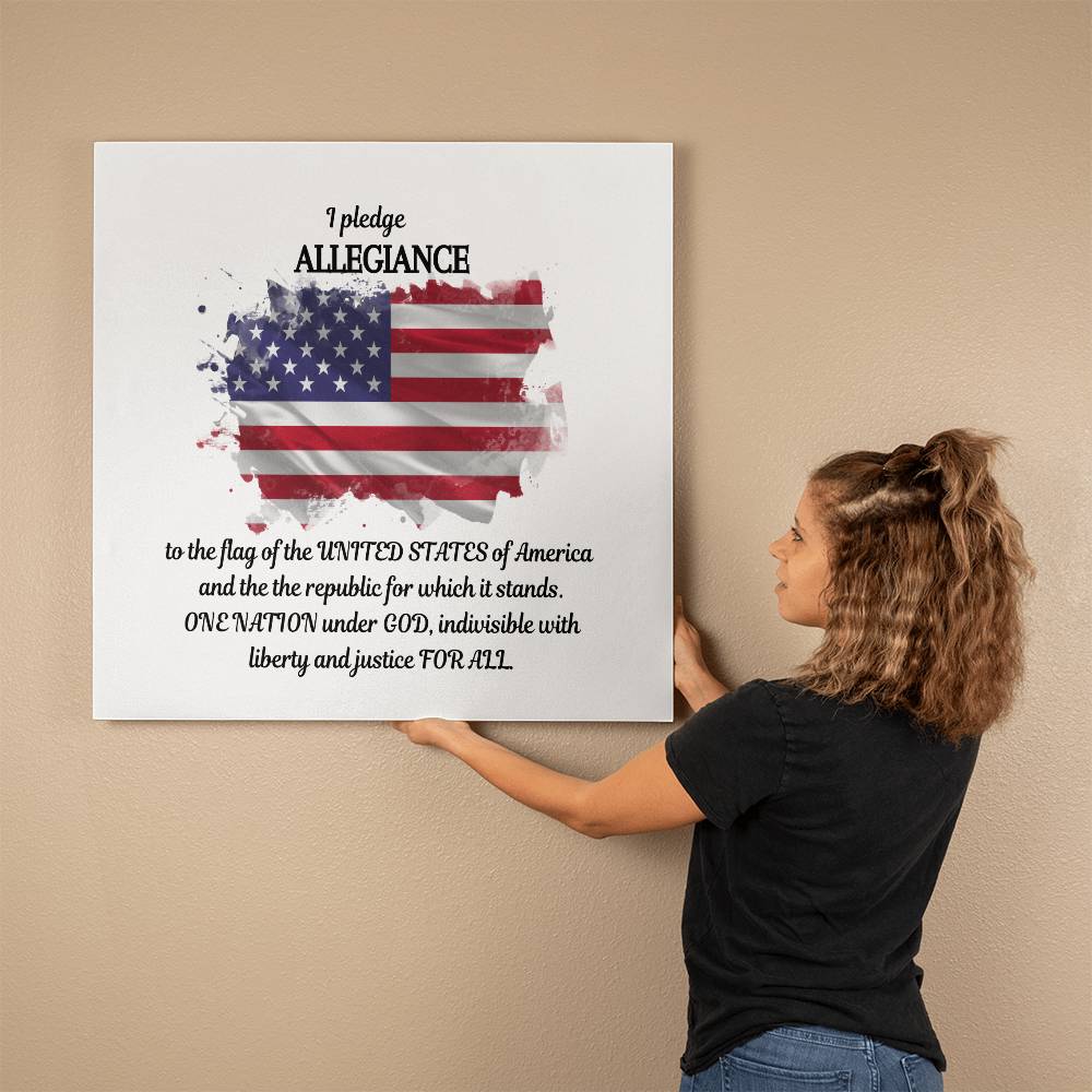 I Pledge Allegiance-American Flag - Gallery Wrapped Canvas Wall Art, Memorial Day, Independance Day, 4th of July, Housewarming Gift