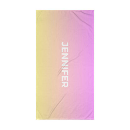 Personalized Umbre Color Beach Towel - Lt Pink/Yellow