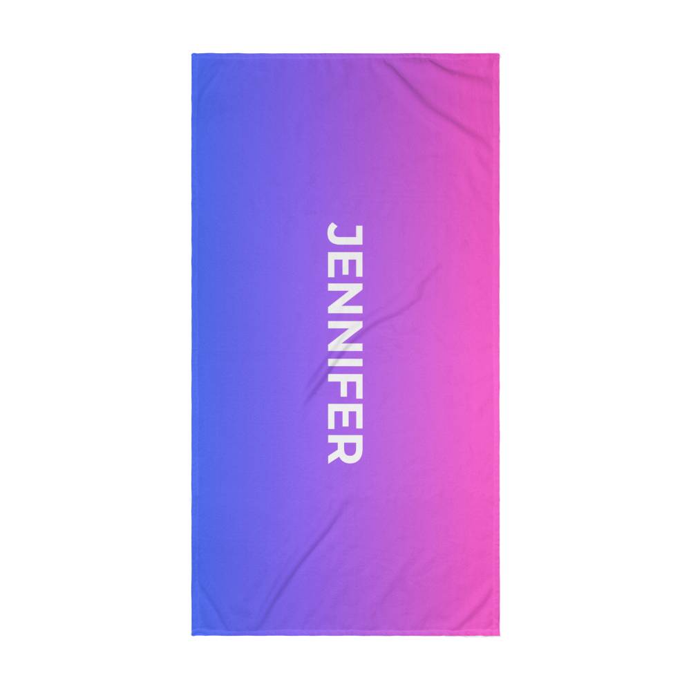 Personalized Umbre Color Beach Towel - Fusia/Blue