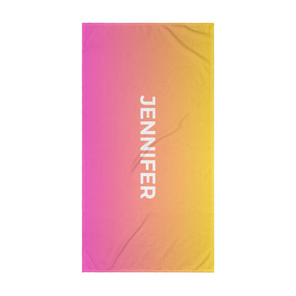 Personalized Umbre Color Beach Towel - Yellow/Pink