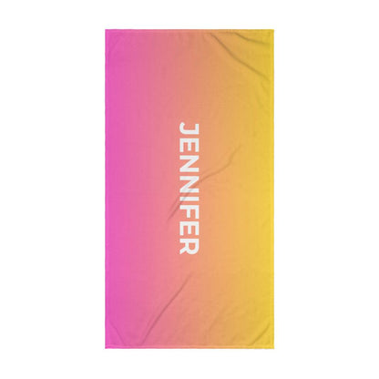 Personalized Umbre Color Beach Towel - Yellow/Pink