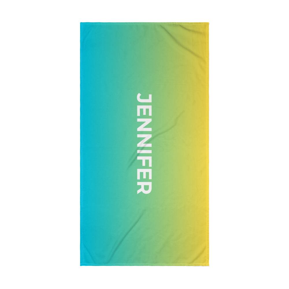 Personalized Umbre Color Beach Towel - Bright Yellow/Blue