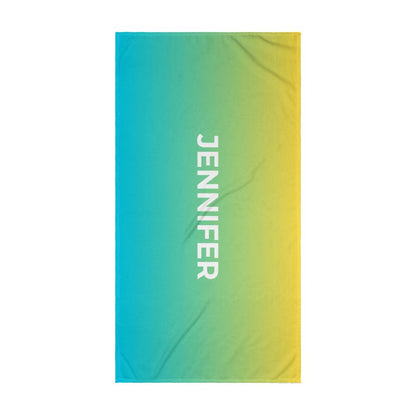 Personalized Umbre Color Beach Towel - Bright Yellow/Blue