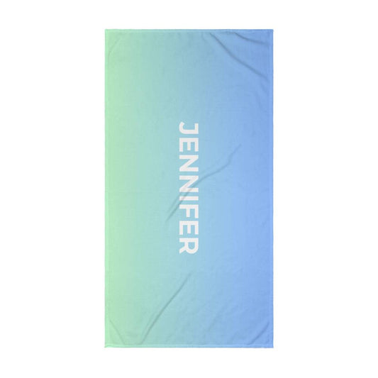 Personalized Umbre Color Beach Towel - Lt Blue/Green