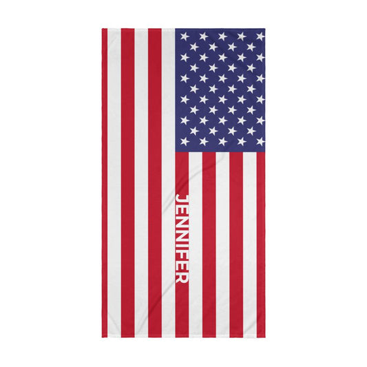 Personalized American Flag Beach Towel