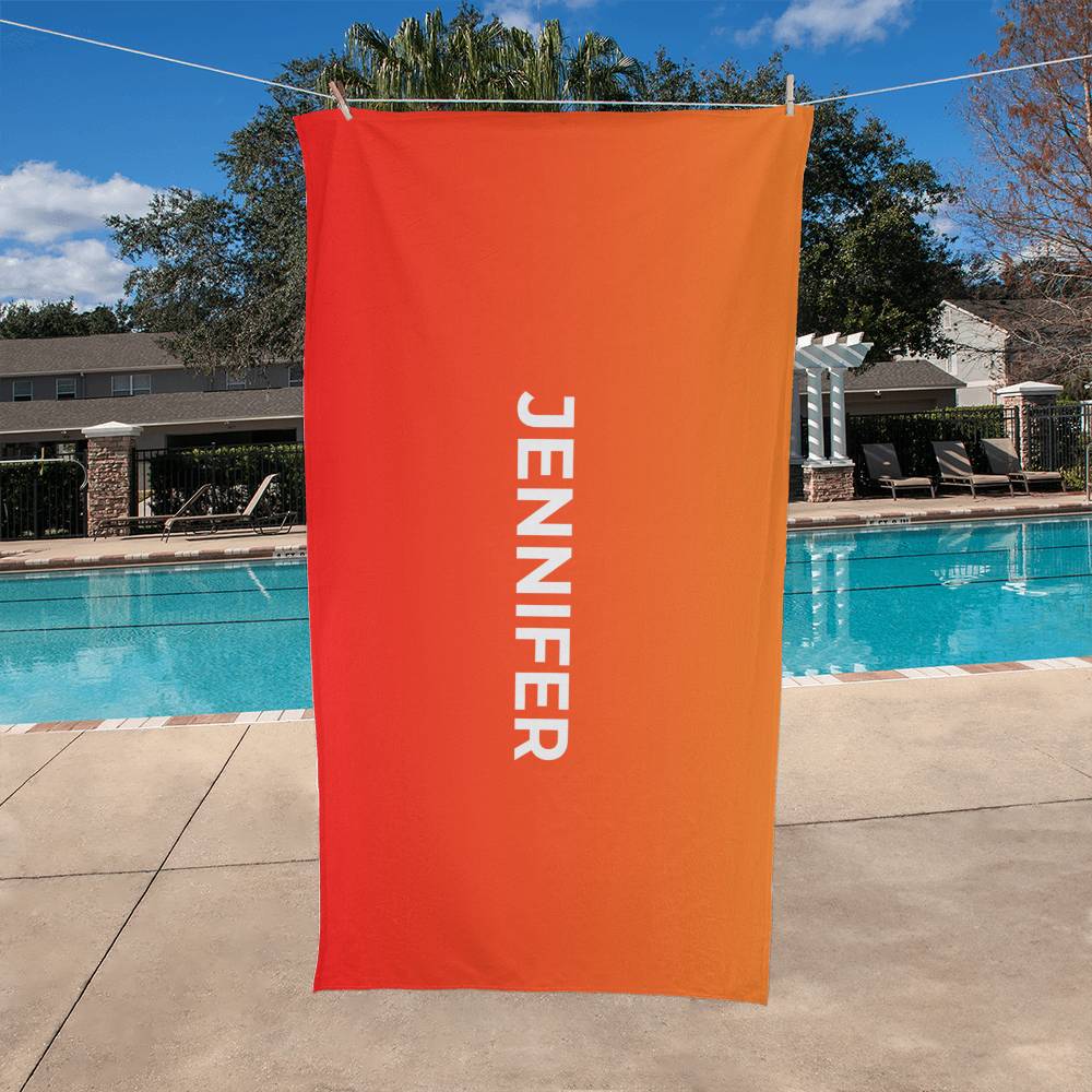 Personalized Umbre Color Beach Towel - Orange/Red