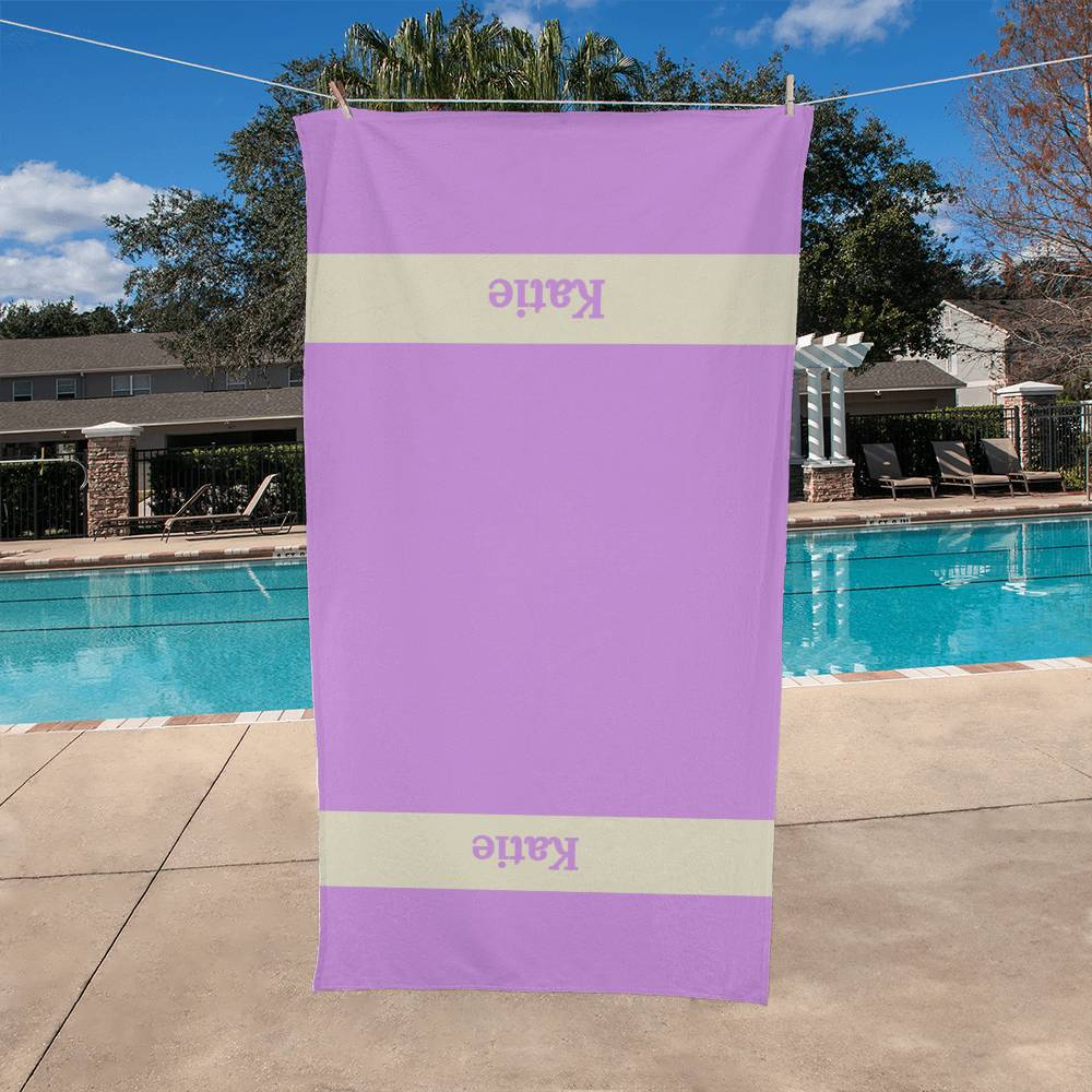 Personalized Colorful Beach Towel - Lilac