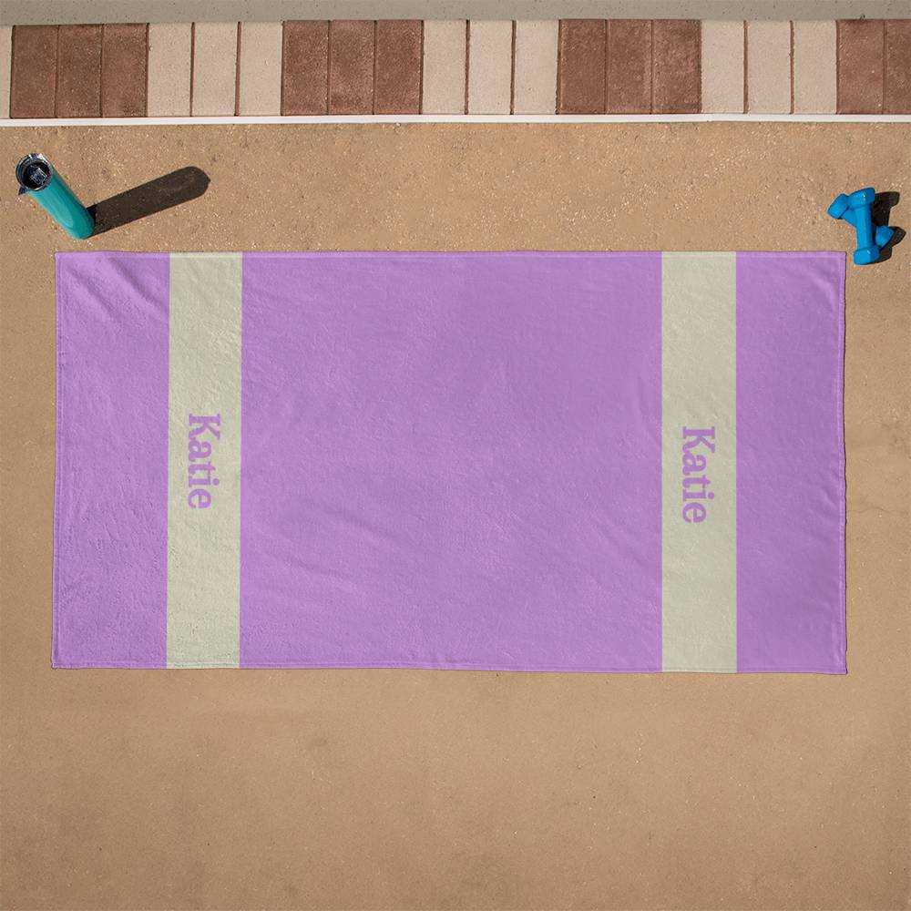 Personalized Colorful Beach Towel - Lilac