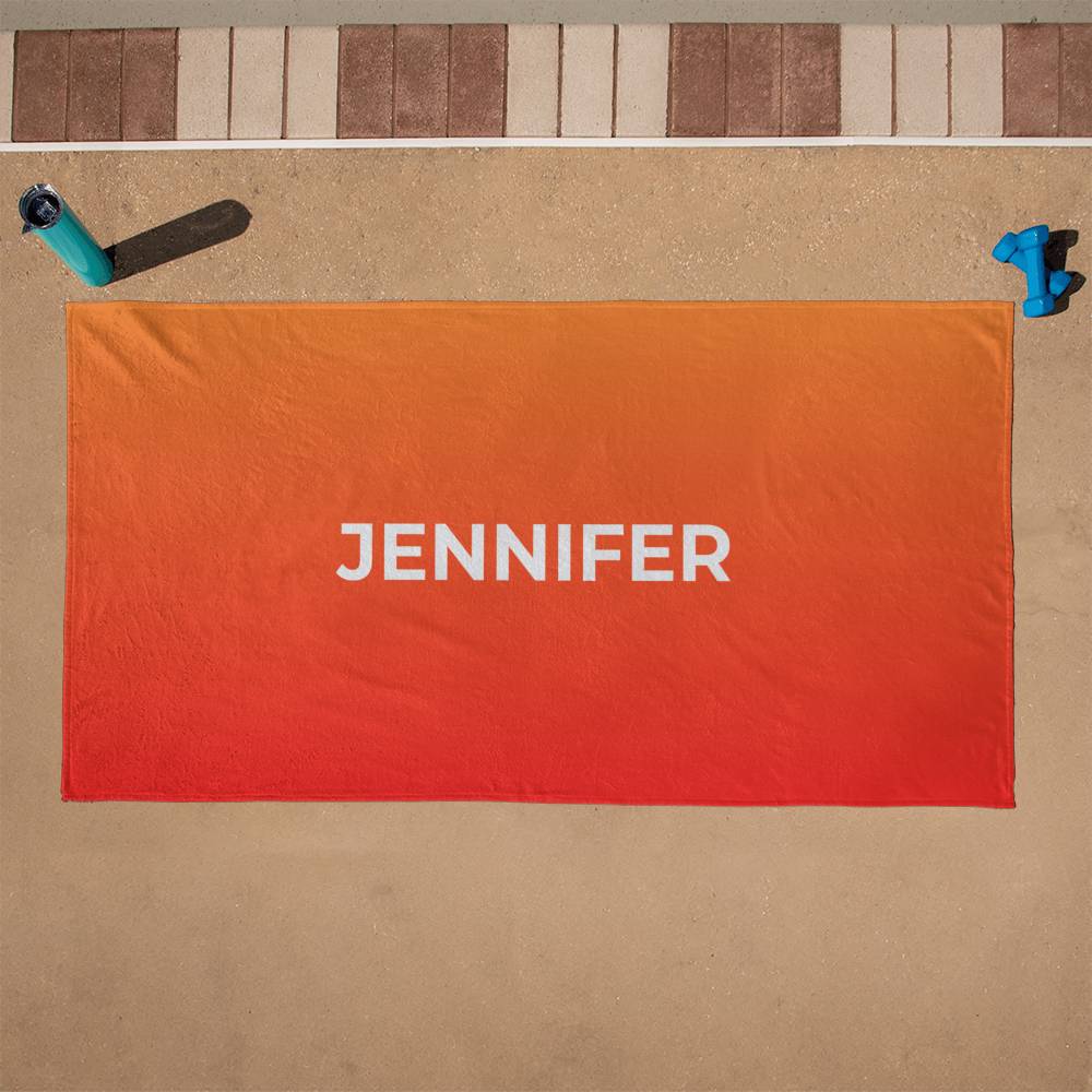 Personalized Umbre Color Beach Towel - Orange/Red