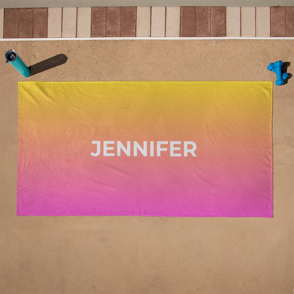 Personalized Umbre Color Beach Towel - Yellow/Pink