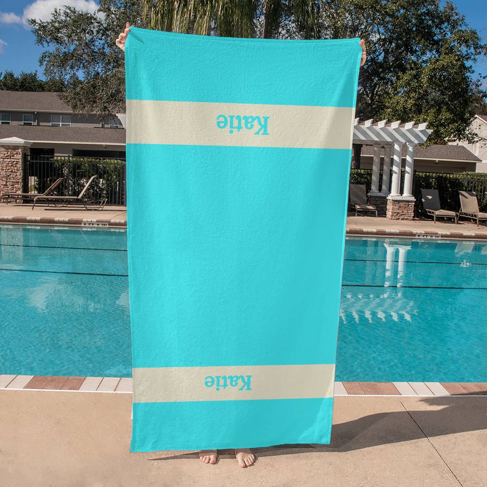 Personalized Colorful Beach Towel - Aqua