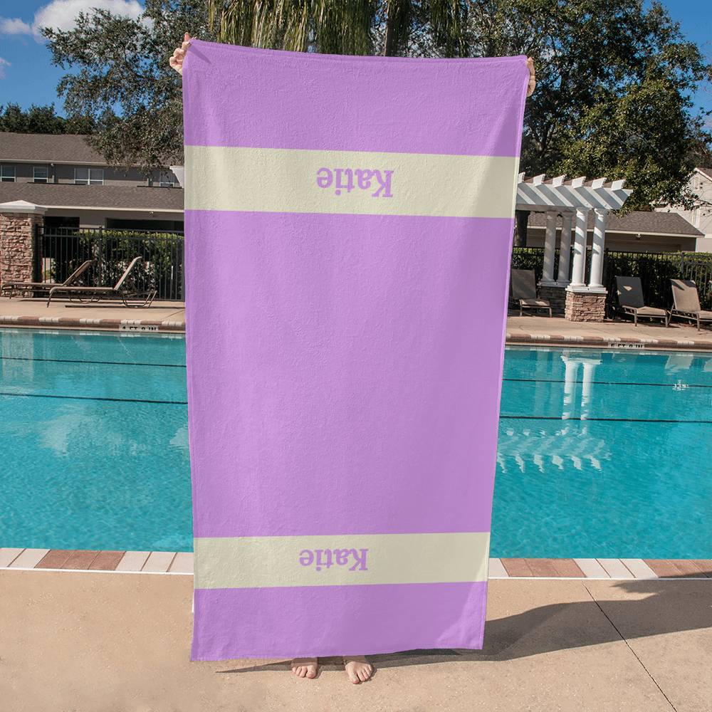 Personalized Colorful Beach Towel - Lilac