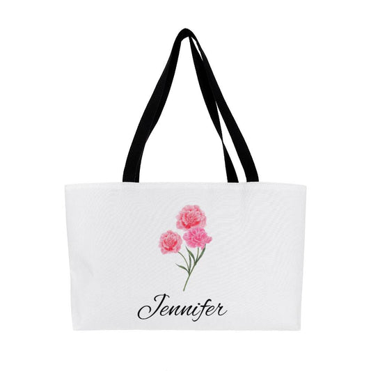 Personalized Birth Month Flower Weekender Tote Bag - Jan