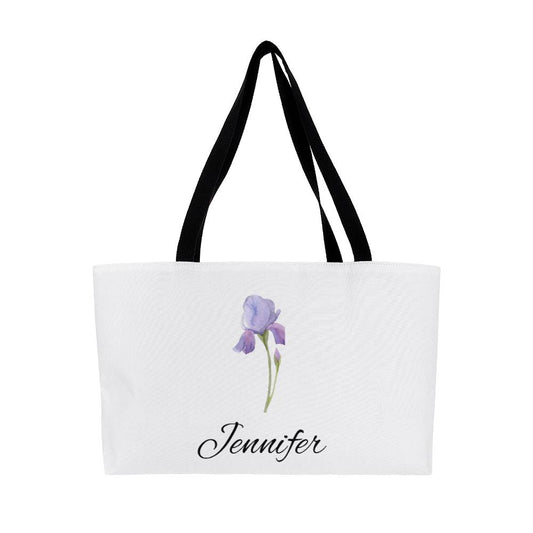 2 Personalized Birth Month Flower Weekender Tote Bag