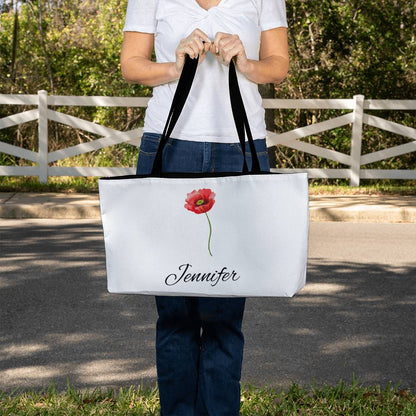 8 Personalized Birth Month Flower Weekender Tote Bag