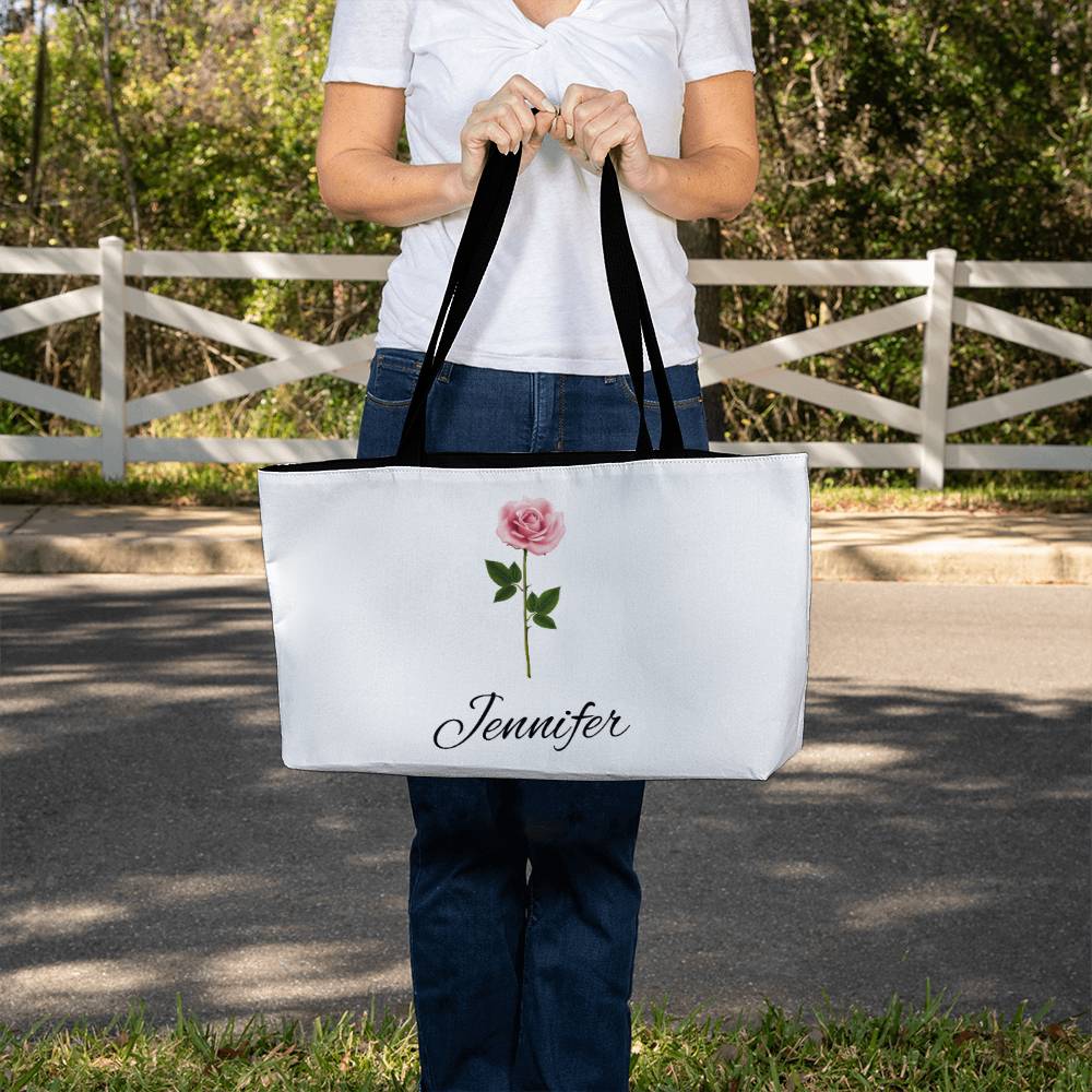 Personalized Birth Month Flower Weekender Tote Bag - Pick Your Birth Month