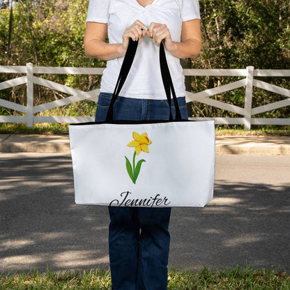 3 Personalized Birth Month Flower Weekender Tote Bag