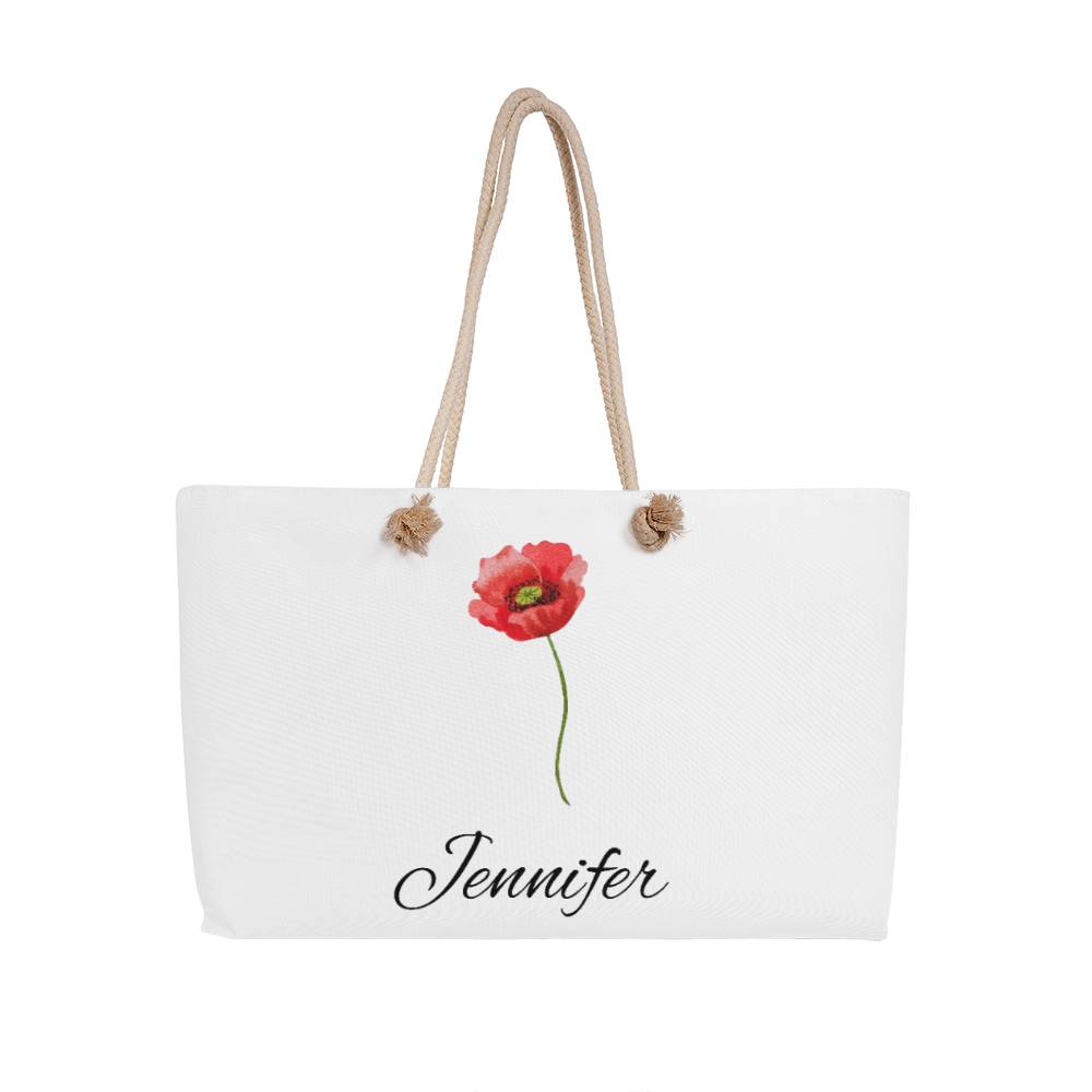 8 Personalized Birth Month Flower Weekender Tote Bag