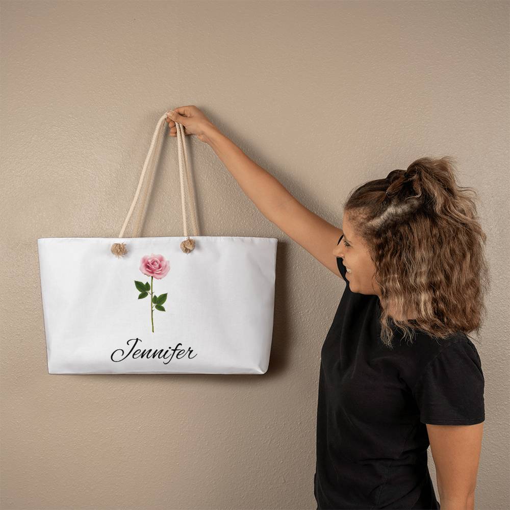 Personalized Birth Month Flower Weekender Tote Bag - Pick Your Birth Month