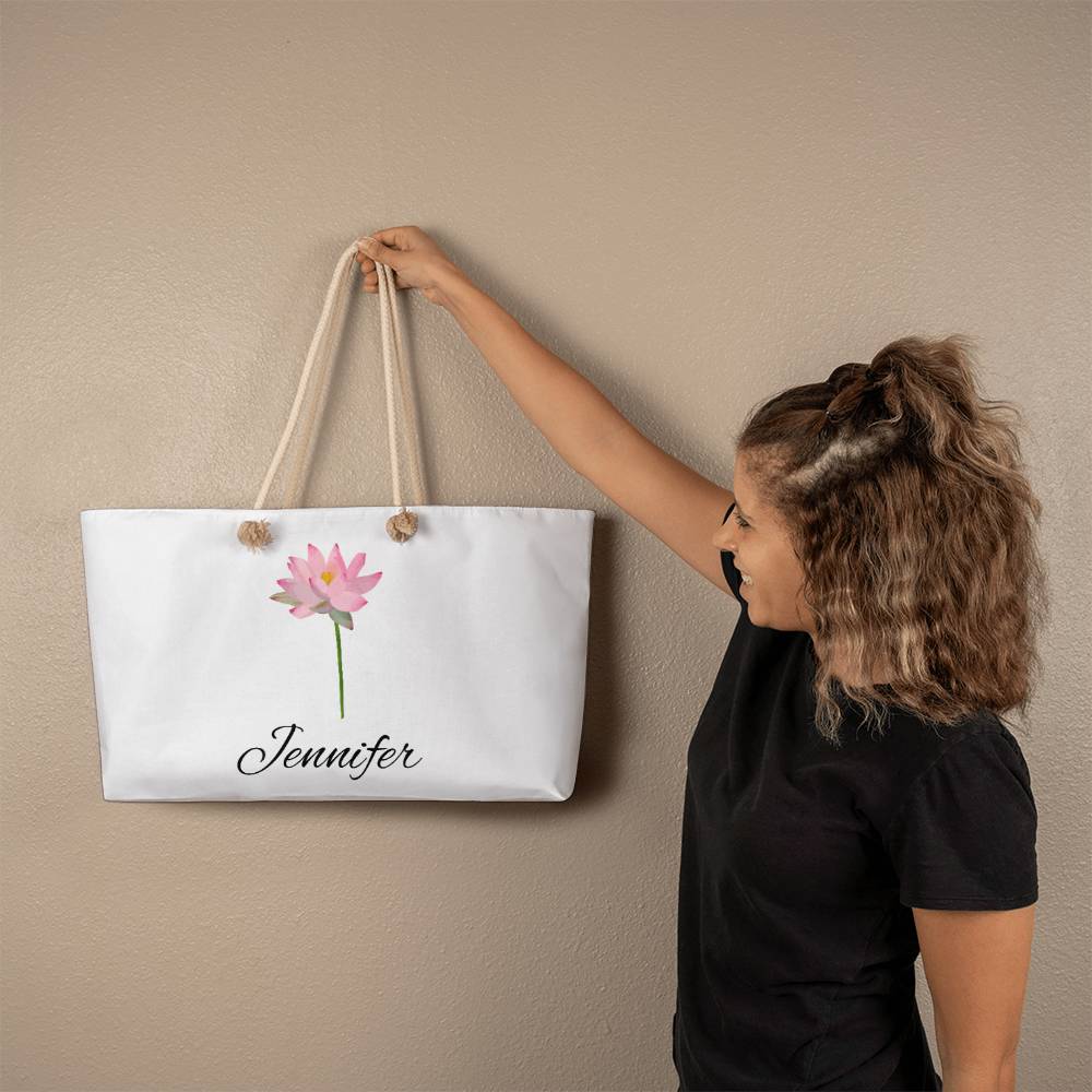 7 Personalized Birth Month Flower Weekender Tote Bag