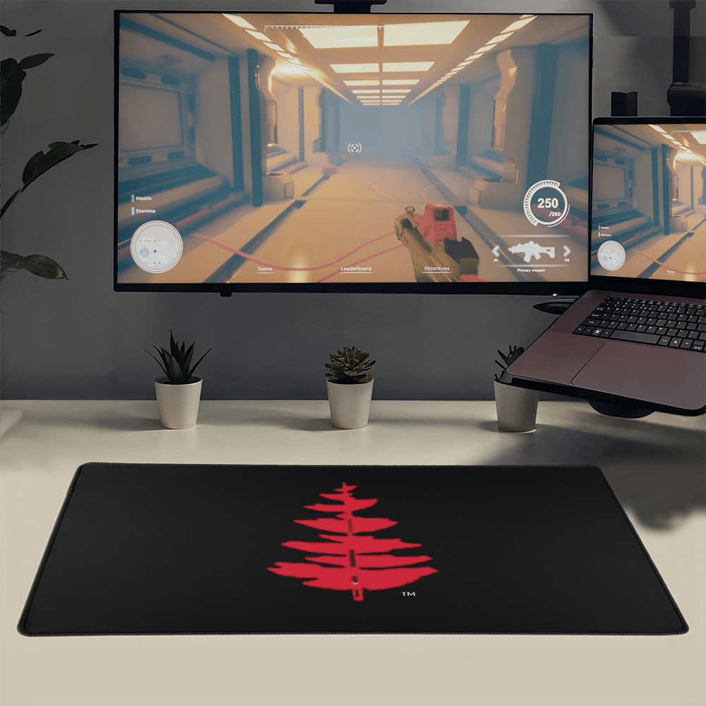 Douglass College Red Pine Tree - Black Gaming/Desk Mat