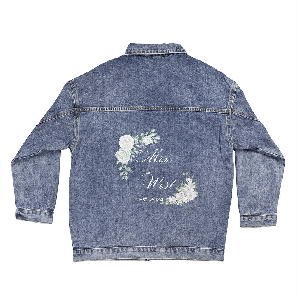 Personalized Custom Floral Bridal Denim Jean Jacket