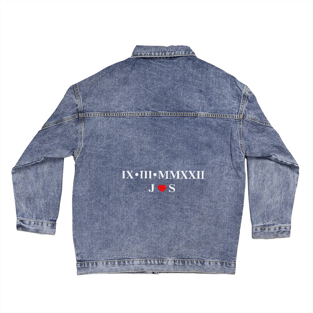 Personalized Women's Roman Numeral Anniversary Denim Jacket