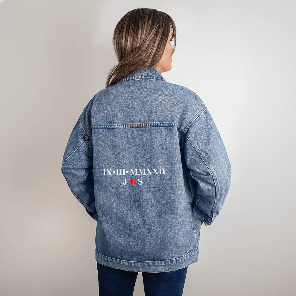 Personalized Women's Roman Numeral Anniversary Denim Jacket