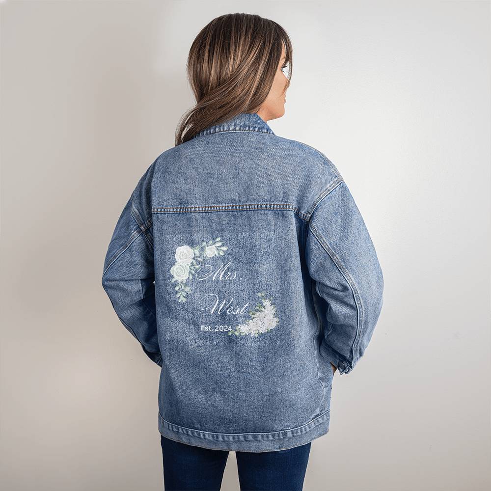 Personalized Custom Floral Bridal Denim Jean Jacket