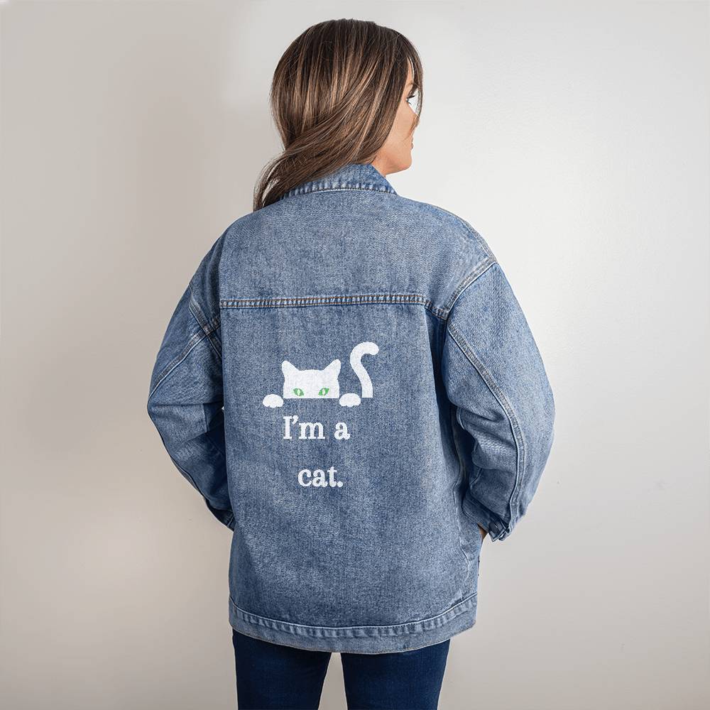 I am a Cat Women's Denim Jacket - White