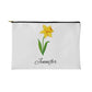 Personalized Birth Month Flower Fabric Zipper Pouch - Small - Mar