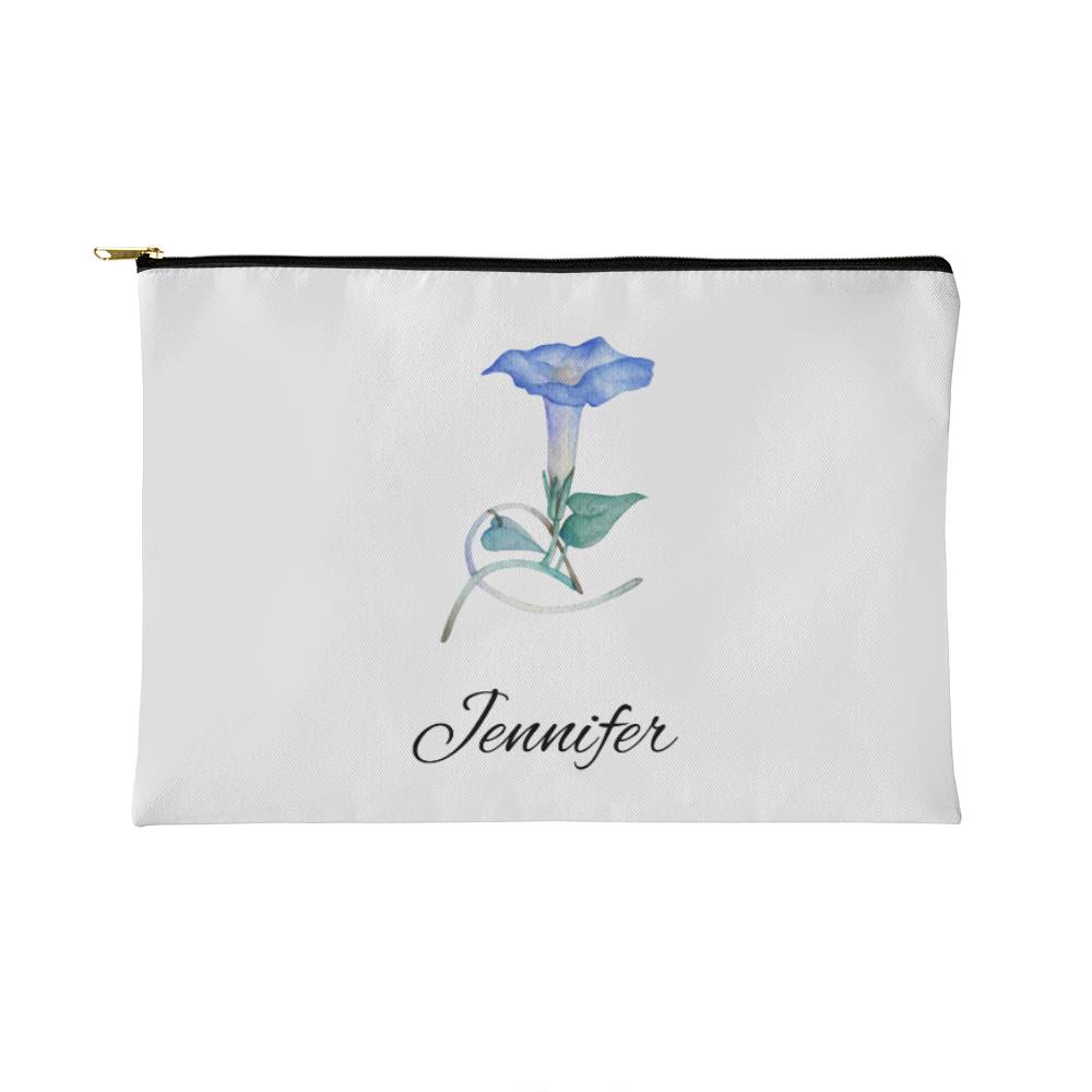 Personalized Birth Month Flower Fabric Zipper Pouch - Small - Sep