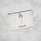 Personalized Birth Month Flower Fabric Zipper Pouch - Small - Feb