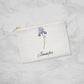 Personalized Birth Month Flower Fabric Zipper Pouch - Small - Feb