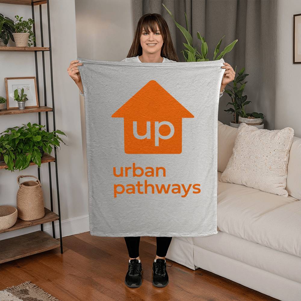 Urban Pathways Fleece Blanket Throw - Gray Ombre