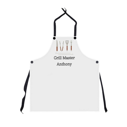 Personalized Grill Master Apron For Husband, Father, Grandfather, Soulmate or Your Man - White