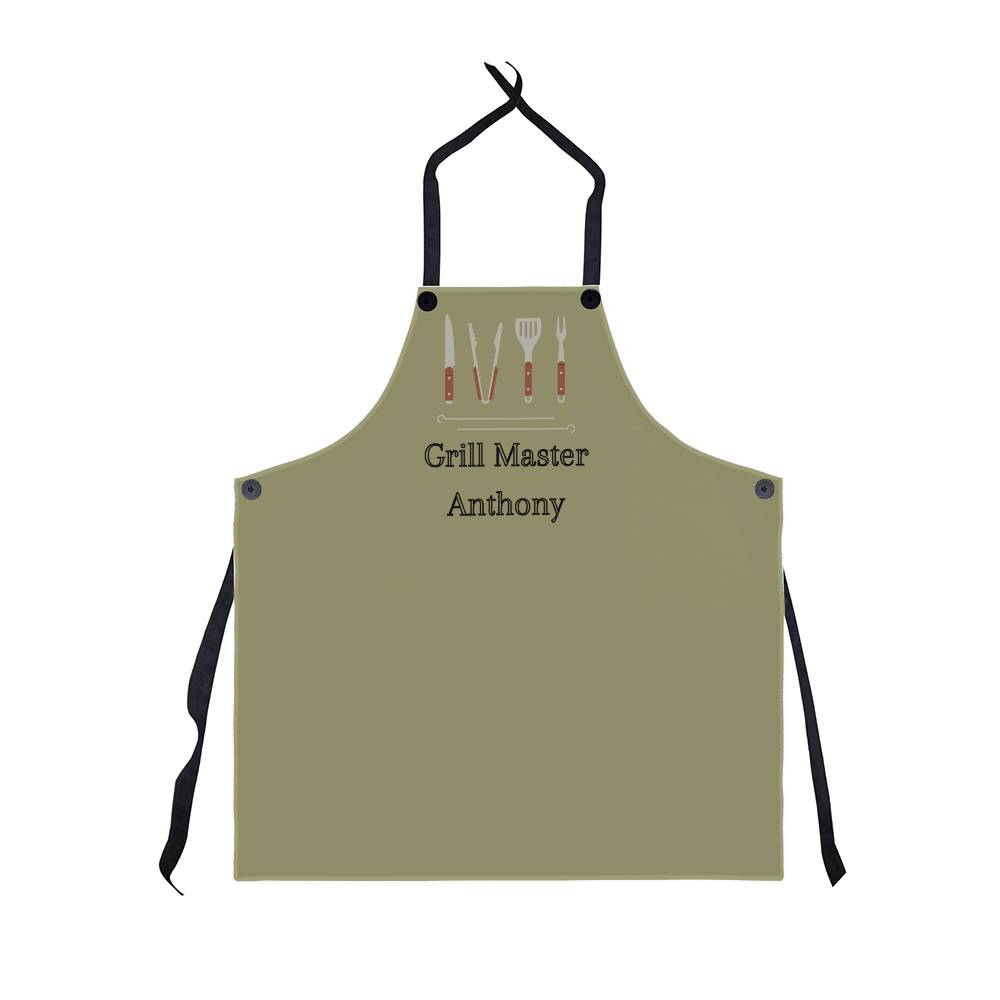 Personalized Grill Master Apron For Husband, Father, Grandfather, Soulmate or Your Man - Olive