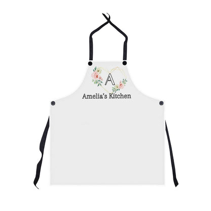 Personalized Floral Heart Apron for Women, Bakers Apron