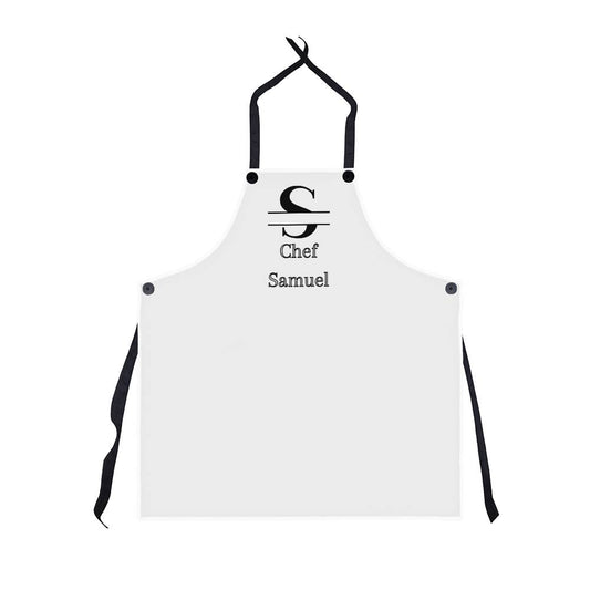 Personalized - Chef Split Initial Apron - White